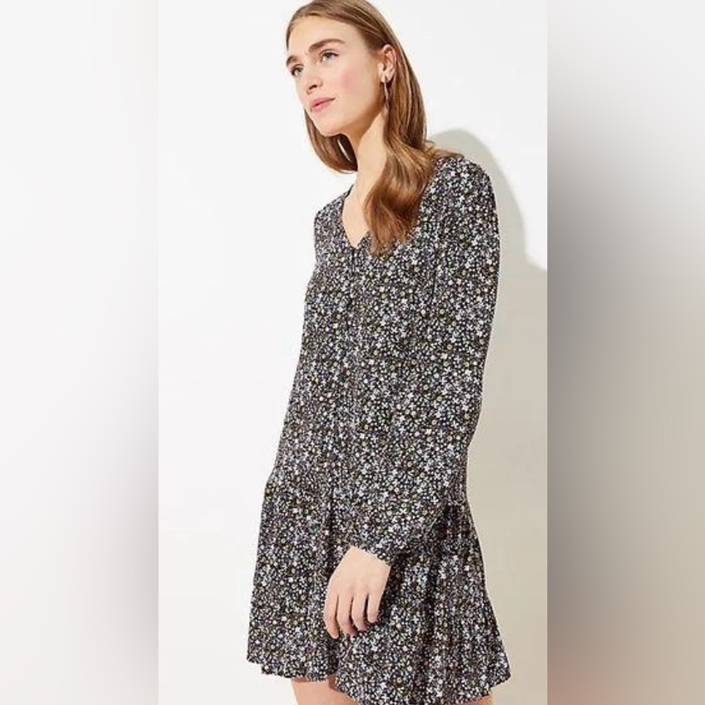 LOFT Floral Button Flippy Dress Size XSP NWT